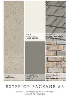 the exterior package 6 is shown with different colors and textures, including grays, beiges