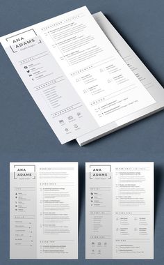 three different types of resumes are shown in this graphic style, with the same font and