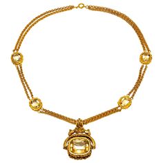 Victorian necklace, finely crafted in 18k yellow gold with citrine. Circa 1900's. Luxury Antique Citrine Jewelry, Victorian Pendant Necklace, Sabyasachi Jewellery, Victorian Necklace, Victorian Pendants, Count Dracula, Citrine Necklace, Victorian Gold, Pendent Necklace