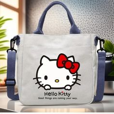 Brand New Hello Kitty Canvas Bag, Magnetic Button Fisure, Adjustable Strap. Cute Cat Design Shoulder Bag For Daily Use, Rectangular Hello Kitty Shoulder Bag For Everyday Use, Everyday Rectangular Hello Kitty Bag, Hello Kitty Rectangular Shoulder Bag For Daily Use, Hello Kitty Everyday Rectangular Shoulder Bag, Trendy Hello Kitty Tote Bag, Everyday Hello Kitty Rectangular Bag, Rectangular Hello Kitty Everyday Bag, Hello Kitty Tote Shoulder Bag For School