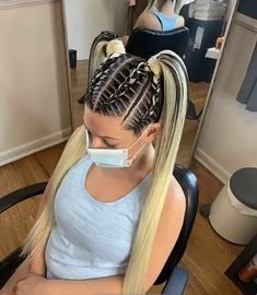 Two Ponytails Braids, Multiple Braids Hairstyles, Braid Styles For White Women, Braids On White Women, Braided Hairstyles With Extensions, Braids For White Women, Hip Hop Hair