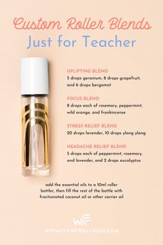 Diy Roller Ball Essential Oils, Citrus Roller Blends, Diy Rc Essential Oil Blend, Bergamot Roller Blends, Roller Oil Blends, Essential Oil Teacher Gifts, Essential Oil Diy Gifts, Essential Oil Rollerball Recipes, Diy Spiritual Gifts