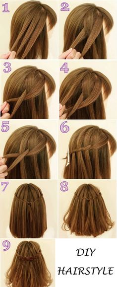 Waterfall Hair, Diy Hairstyle, Long Hair Models, Waterfall Braid, Short Hair Tutorial, Model Hair