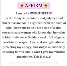 a poem written in pink and white with the words affirm on it's side