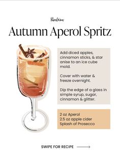 an advertisement for autumn aperol spritz