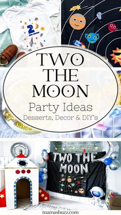 two the moon party Space 2nd Birthday, Two The Moon Birthday Party Twins, 2nd Birthday Moon Theme, Astronaut 2nd Birthday, Two The Moon Party Games, Two The Moon And Back Birthday, Second Birthday Space Theme, Space Theme 2nd Birthday Party, Fly Me Two The Moon Birthday