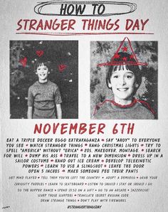 the poster for how to strange things day, with two young boys in red and black