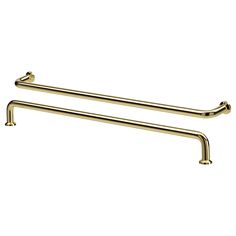 two brass colored towel bars on a white background with no one in the photo to describe