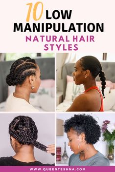 10 Low Manipulation Hairstyles For Natural Hair Natural Hair Styles For Black, Natural Hair Flat Twist, Hair Styles For Black Women, Styles For Black Women, Athletic Hairstyles