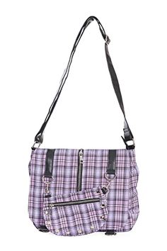 Punk Plaid Print Tartan Messenger Shoulder Bag Crossbody Handbag Women's Purse (Lilac) Punk Plaid, The Messenger, Handbag Women, Womens Purses, Plaid Print, Alternative Fashion, Cross Body Handbags, Fashion Collection, Print Making