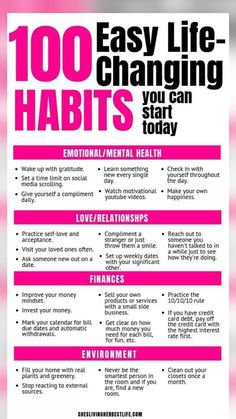 Life Changing Habits, Changing Habits, Easy Life, Self Care Activities, Start Today