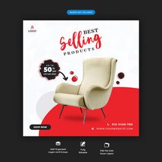 an image of a web page with a chair on the front and back cover that says best selling products