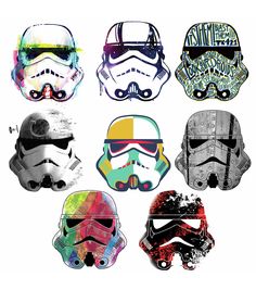 star wars stickers are shown in different colors and shapes, including stormtroopers