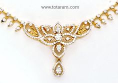 18 Karat Gold Diamond Necklace   - 235-DN399 - in 18.250 Grams for USD $2734.00. 
Made in India by Totaram Jewelers Online this product is in Gold - 18 Karat Gold  & is an excellent gift for Adult - Women. Ships fully insured with secured guaranteed delivery for free with your order over $250 from New Jersey USA & comes with 30 days exchange policy. White 22k Gold Necklace For Anniversary, Yellow Gold Diamond Bridal Necklace For Celebration, Yellow Gold Bridal Necklace With Diamond Accents, Gold Diamond Pendant Bridal Necklace, Hand Set Diamond Necklace In Yellow Gold, 22k White Gold Necklace For Formal Occasions, Bridal Yellow Gold Necklace With Diamond Cut, Formal White Gold 22k Necklace, Formal 22k White Gold Necklace