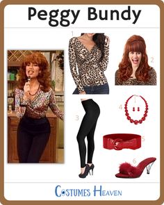 a woman in leopard print shirt and leggings with red hair wearing high heeled shoes