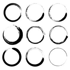 six circles drawn in black ink on a white background, each circle has different sizes and shapes