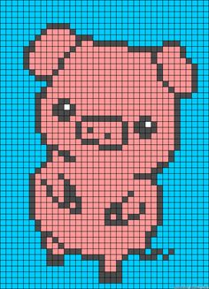 an image of a pixellated pig on a blue background