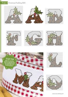 cross stitch christmas puddinging abcrw pattern