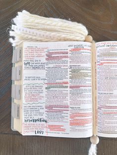 Journaling Bible open flat on wood table with aesthetic notes, pretty highlighters and hand lettering. Fluffy tassel bookmark Luke 19 Bible Journaling, Niv Journal The Word Bible, Luke Chapter 1 Bible Journaling, Interleaved Bible Journaling, Luke 1 Bible Journaling, Titus Bible Journaling, Bible Journaling For Beginners Ideas, Luke Bible Journaling, Bible Supplies