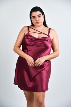 A mini sister to our classic Cabaret slip dress, this version is also bias cut to flow over your curves. We added playful strap details so you can be the designer and wear this dress in a multitude of ways. Fit to perfection, the double ply crepe back satin is reminiscent of the weightier vintage gowns you find. Sustainably sourced, the fabric is made from wood pulp that is FSC Forest Stewardship Council certified. Made in Los Angeles, this style and color is limited run. Bias Slip Dress, Cotton Shirt Dress, Vintage Gowns, Limited Run, Cabaret, Sustainable Fashion, Plus Size Fashion