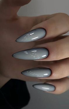 Grey Nail Designs, Goth Nails, Grunge Nails, Gray Nails, Fire Nails, Chic Nails, Long Acrylic Nails, Cute Acrylic Nails