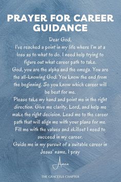 a prayer card with the words prayer for carer guidance written in white on a blue background