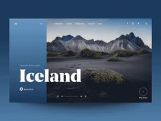 an image of the iceland website homepage on a computer screen with mountains in the background