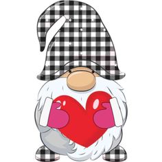 a gnome holding a heart in his hands with the words i love you on it