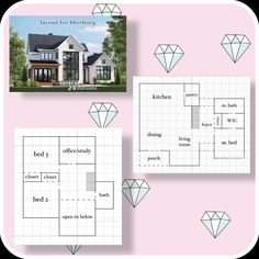 the layouts for a house plan with diamonds and other things to see in it