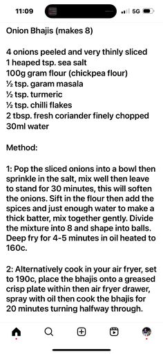 an iphone screen showing the instructions for how to use onion rings and other appliance