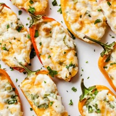 stuffed bell peppers with cheese and herbs on a white plate, ready to be eaten