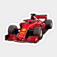 a red race car sticker on a white background