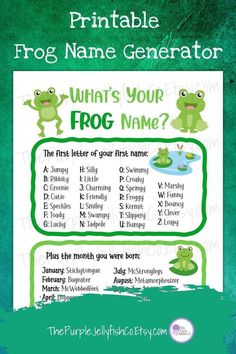 the frog name generator is shown in green