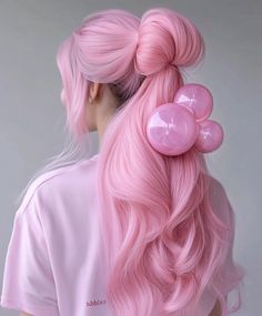 A bob haircut styled in high braided buns with bubblegum pink, blending boldness with sophistication. Great for a striking and stylish appearance. Bubblegum Hair Color, Bubblegum Hair, Pink Ponytail, Highlights Subtle, Pink Hair Ideas, A Bob Haircut, Pink Goddess, Pink Hair Color Ideas, Braided Buns