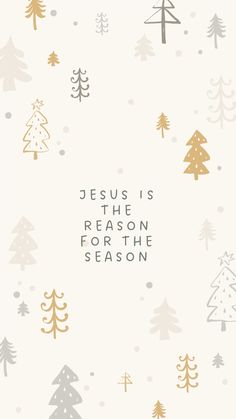 a christmas card with trees and the words jesus is the reason for the season on it