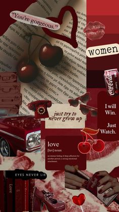 #vintage #books #wallpaper #red #cherry #love Red Collage Wallpaper Aesthetic, Red Theme Wallpaper Iphone, Cherry Wallpaper Aesthetic Iphone, Vintage Books Wallpaper, Red Colour Wallpaper, Pretty Backrounds, Books Wallpaper, Pink Wallpaper Ipad, Dark Red Wallpaper