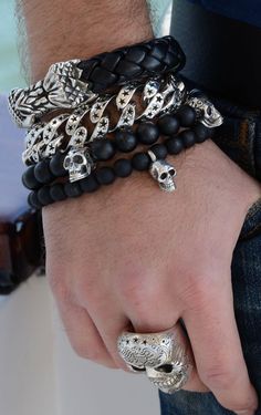 Leather Bracelet w/Large Dragon Clasp Mens Bracelet Designs, Mens Bling, Clean Jewelry, Stainless Steel Bracelet Men, Dragon Bracelet, King Baby, Wrist Wear, Skull Jewelry, Silver Chain Bracelet