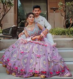 Sangeet Lehengas, Lehenga Color Combinations, Lavender Lehenga, Lavender Outfit, Sangeet Outfit