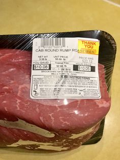 a close up of a piece of meat in a package