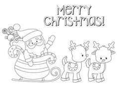 christmas coloring pages with santa and his reindeers