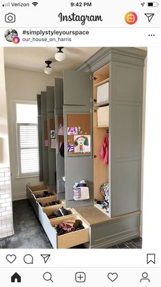 an instagram photo shows the inside of a closet with drawers and clothes in it