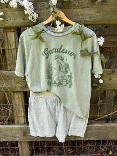 Gardener Graphic Tee Cheap Everyday Graphic Tee Shirt, Cheap Comfortable Graphic Tee, Cheap Summer Graphic Tee, Affordable Light Wash Graphic Tee, Luxury Graphic Tee For Spring, Cheap Soft-washed Graphic Tee, Cheap Graphic Tee With Plants Print, Mint Green Graphic Tee, Summer Nyc Outfits