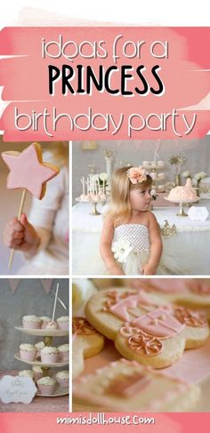 princess birthday party with cookies and cupcakes