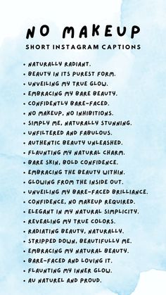 No Makeup Captions for Instagram Captions For No Filter Selfies, Ig Captions Makeup, Without Filter Caption, No Filter Selfie Captions, Authentic Captions For Instagram, Authentic Bio For Instagram, No Make Up Captions Instagram, Caption For Makeup Post, Food Captions Instagram Posts Short