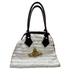 Iconic Vivienne Westwood, White Crochet Bag, Vivienne Westwood Orb, Crochet Handbag, Oversized Bag, Crochet Inspo, Crochet Socks, Crochet Tote Bag, Crochet Tote