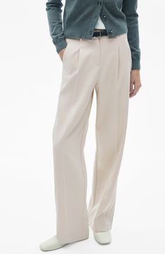 Crisp creases dash down the front of these polished pants that are simply a hit for professional and after-work occasions. Zip fly with hook-and-bar closure Front slant-welt pockets; back welt pockets 72% polyester, 22% viscose, 6% elastane Dry clean Imported Autumn Sales, Nordstrom Store, Straight Leg Pants, Welt Pockets, Welt Pocket, Leg Pants, Top Brands, Straight Leg, Mango