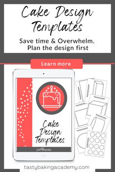 cake design templates for ipad and tablet with text overlaying the image,