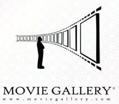 the movie gallery logo with a man standing on top of a bridge that is connected to another