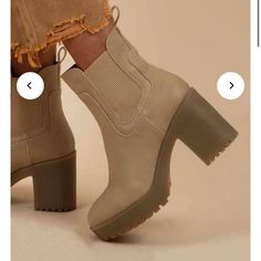 Never Worn Booties In Natural Color! They Have A 3.25 Inch Heel. Chinese Laundry Boots, Tower Block, Chinese Laundry Shoes, Chinese Laundry, Lug Sole, Natural Color, Good Day, Block Heels, Bootie Boots