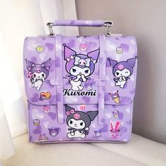 1pc Mini Messenger Bag, Kuromi Crossbody Bag, Kawaii Cute Shoulder Backpack For Travel Use Backpack For Travel, Mini Messenger Bag, Gamer Room, Shoulder Backpack, Travel Backpack, Kids Accessories, Color Purple, Messenger Bag, Bag Accessories